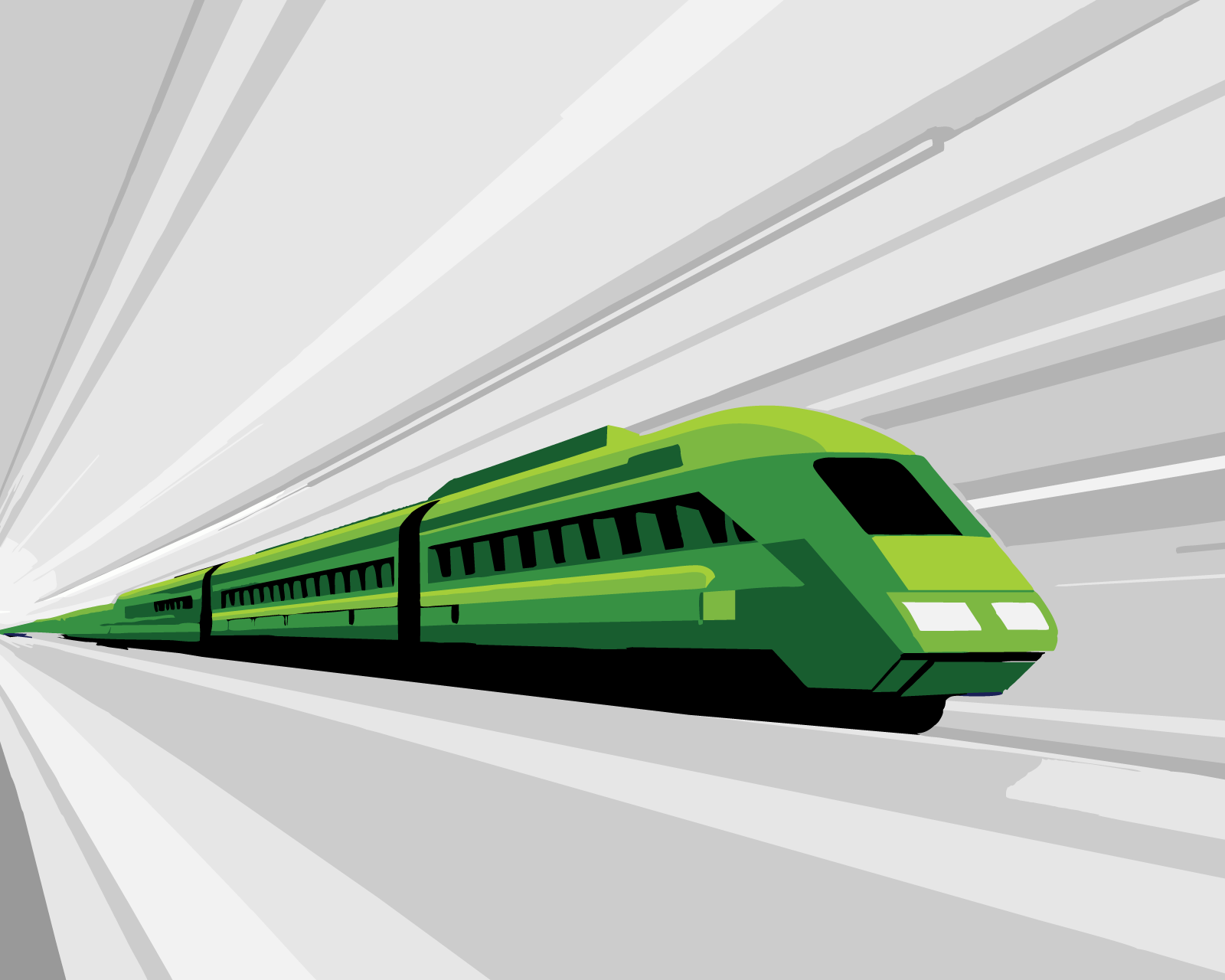 Illustration of training speeding passed platform